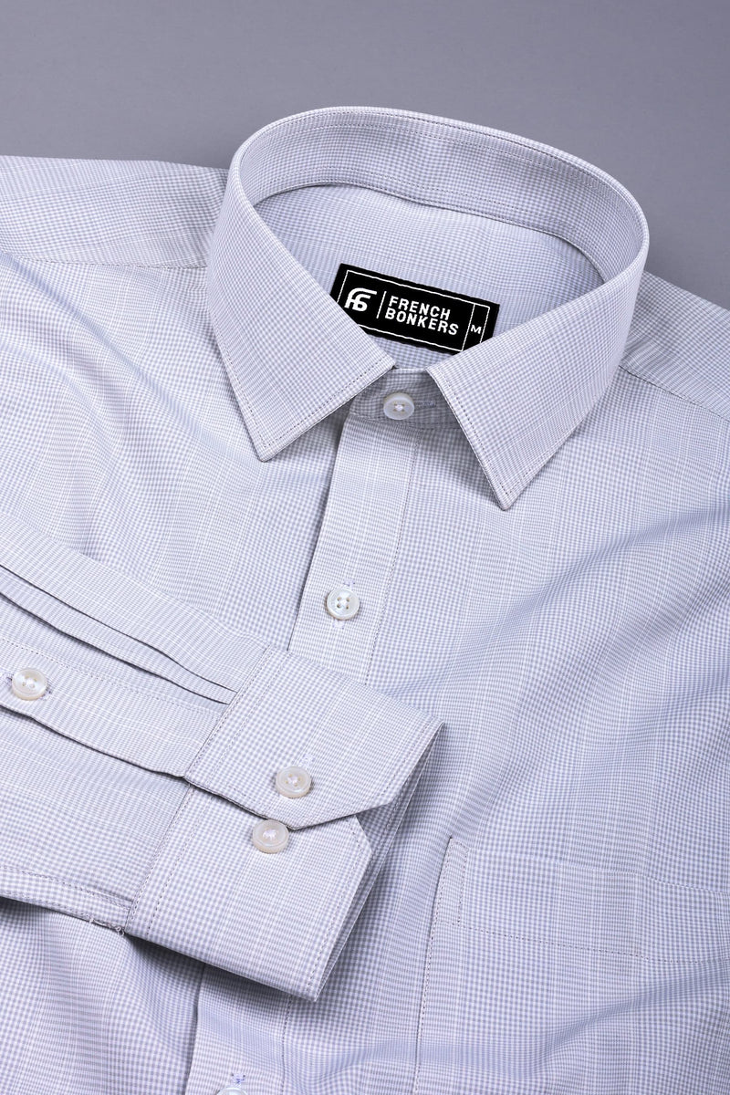 Grey Shirt with White Micro Check Pattern – Hamercop