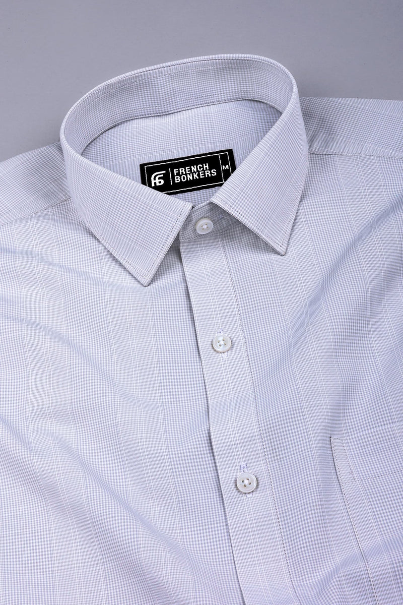 Grey Shirt with White Micro Check Pattern – Hamercop