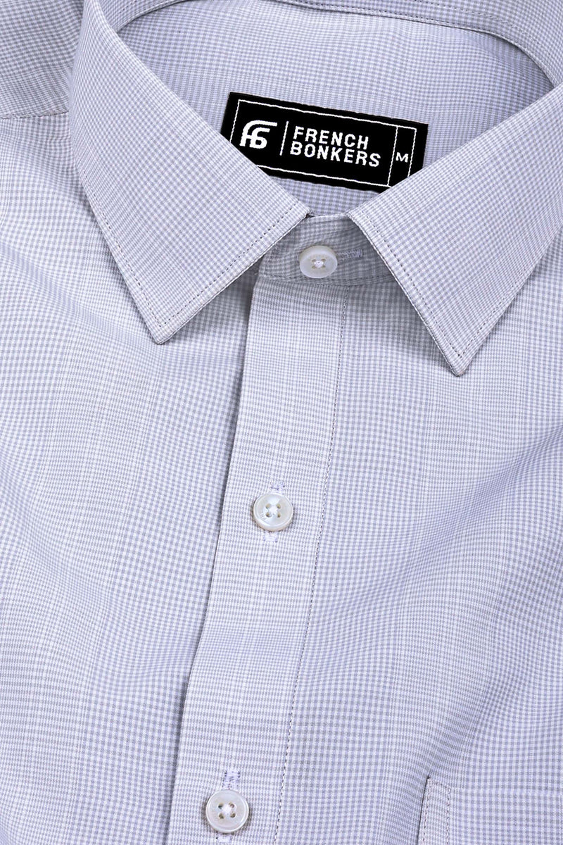 Grey Shirt with White Micro Check Pattern – Hamercop
