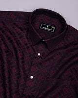 Topeka Maroon With Black Jacquard Textured Cotton Shirt