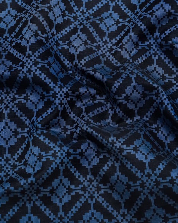 Topeka Gray With Black Jacquard Textured Cotton Shirt