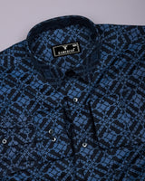 Topeka Gray With Black Jacquard Textured Cotton Shirt