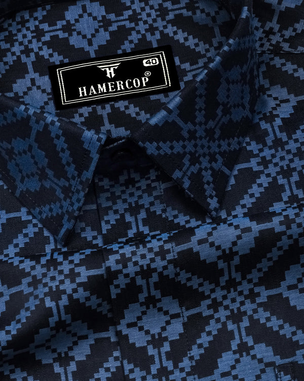 Topeka Gray With Black Jacquard Textured Cotton Shirt