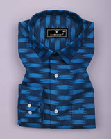 Graham Blue Jacquard Textured Cotton Shirt