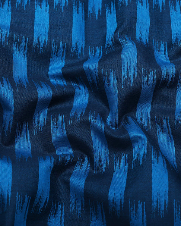 Graham Blue Jacquard Textured Cotton Shirt