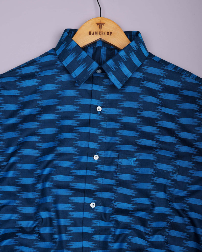 Graham Blue Jacquard Textured Cotton Shirt