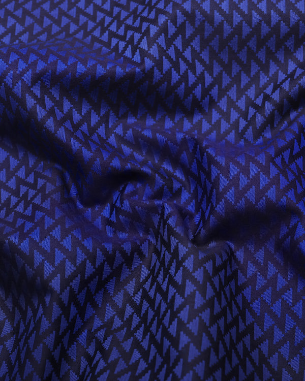 Ink Blue Jacquard Textured Cotton Shirt