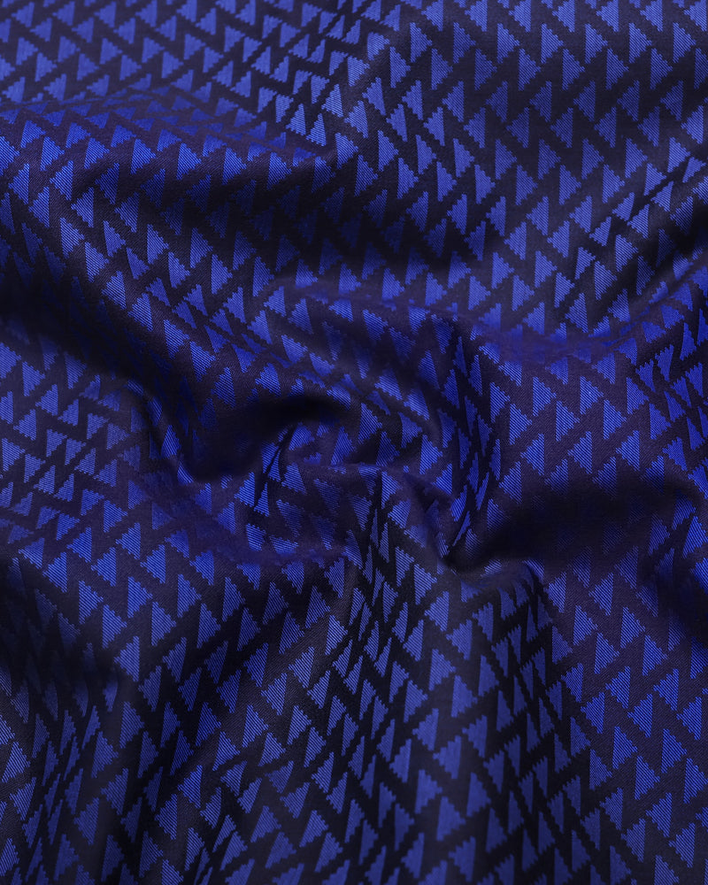 Ink Blue Jacquard Textured Cotton Shirt