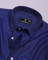 Ink Blue Jacquard Textured Cotton Shirt