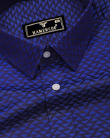 Ink Blue Jacquard Textured Cotton Shirt