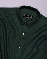 Lewis Green Jacquard Textured Cotton Shirt