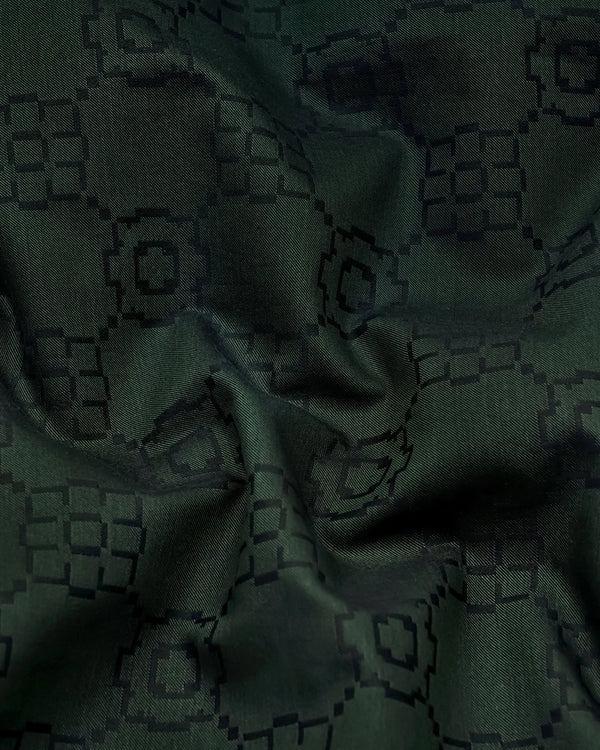 Lewis Green Jacquard Textured Cotton Shirt