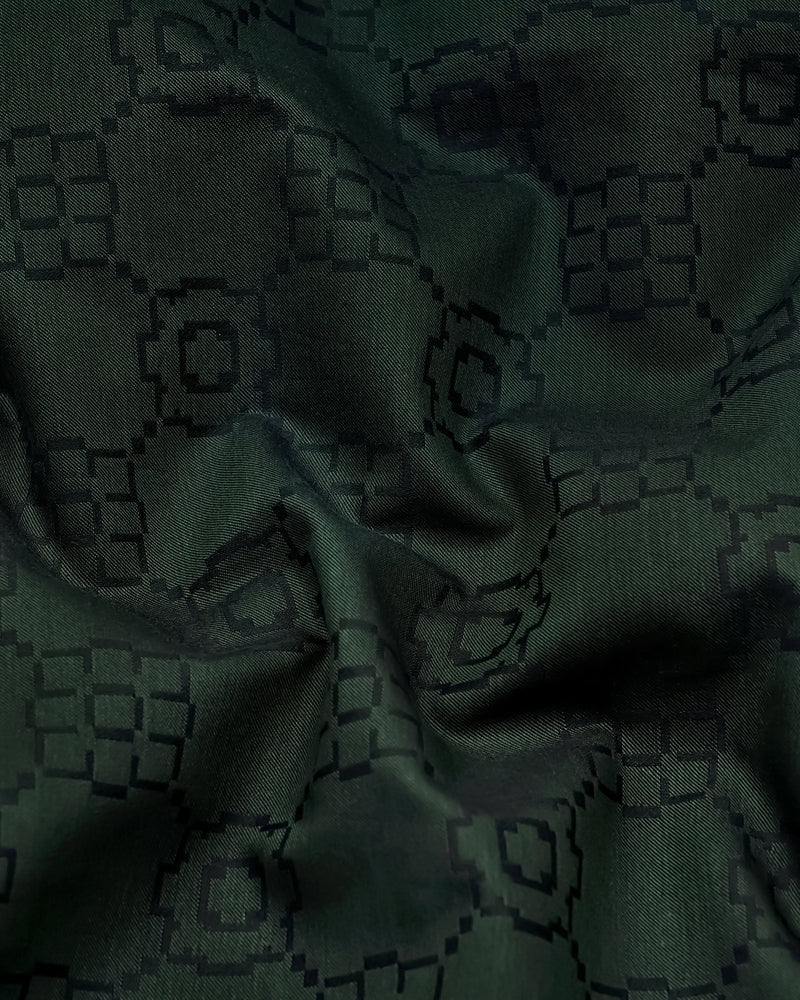 Lewis Green Jacquard Textured Cotton Shirt