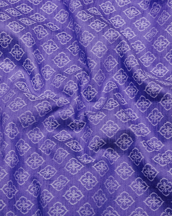 Orchid Purple With White Jacquard Textured Cotton Shirt
