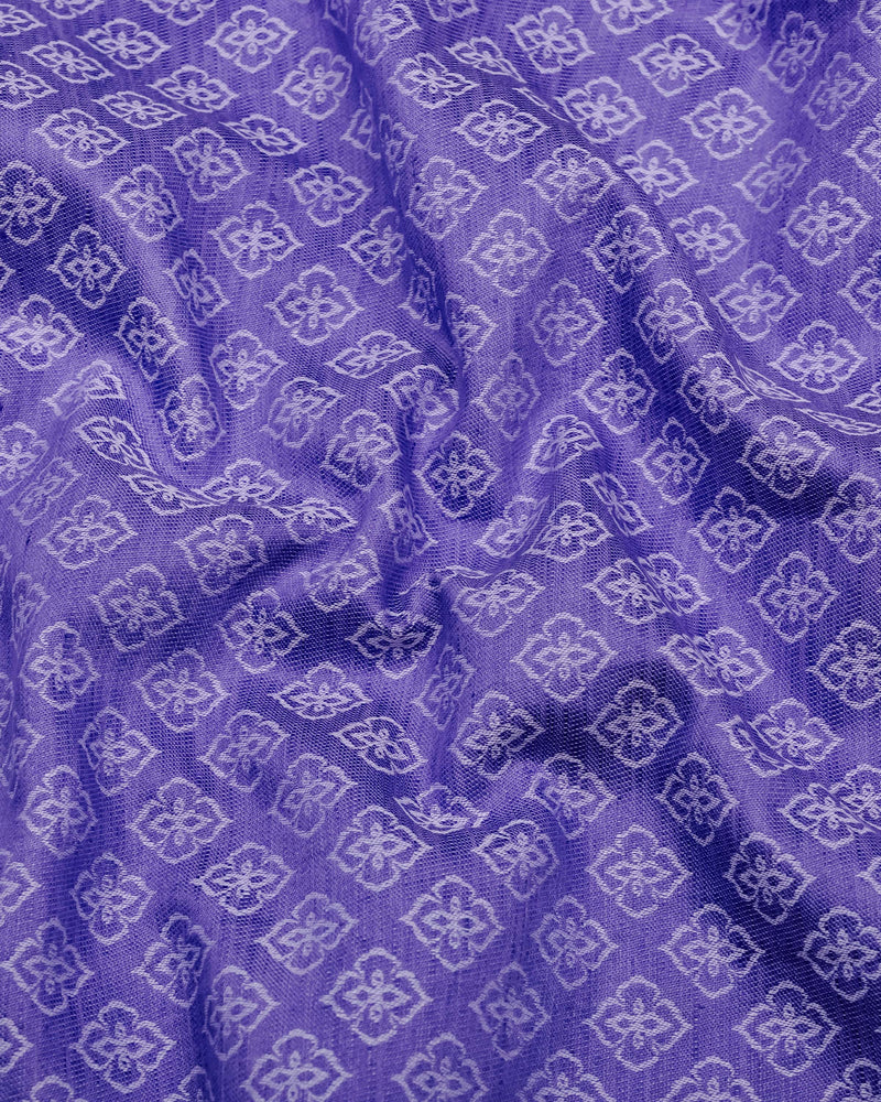 Orchid Purple With White Jacquard Textured Cotton Shirt