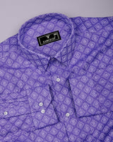 Orchid Purple With White Jacquard Textured Cotton Shirt