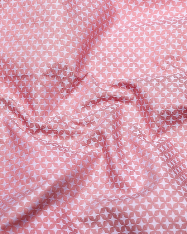 Peach Blush With White Jacquard Textured Designer Shirt