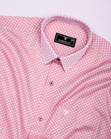 Peach Blush With White Jacquard Textured Designer Shirt