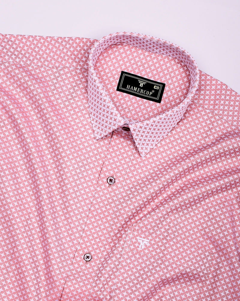 Peach Blush With White Jacquard Textured Designer Shirt