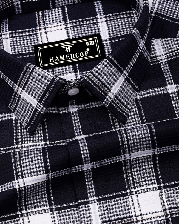 Domira NavyBlue With White Waffle Dobby Check Shirt