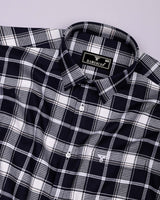 Domira NavyBlue With White Waffle Dobby Check Shirt