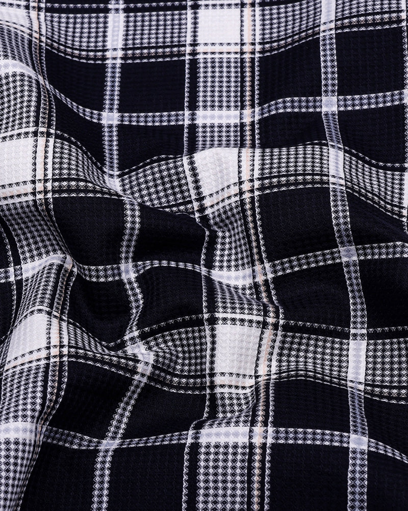 Domira NavyBlue With White Waffle Dobby Check Shirt