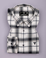 Domira White With Blue Waffle Dobby Check Shirt