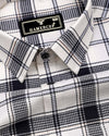 Domira White With Blue Waffle Dobby Check Shirt