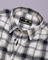 Domira White With Blue Waffle Dobby Check Shirt