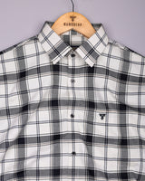 Domira White With Blue Waffle Dobby Check Shirt