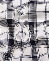 Domira White With Blue Waffle Dobby Check Shirt