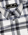 Logten White With Blue Waffle Check Dobby Cotton Shirt