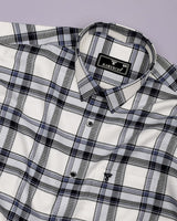 Logten White With Blue Waffle Check Dobby Cotton Shirt