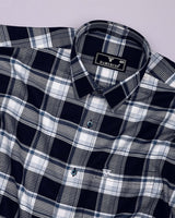 Logten Black With White Waffle Check Dobby Cotton Shirt