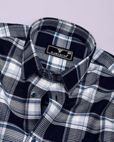 Logten Black With White Waffle Check Dobby Cotton Shirt