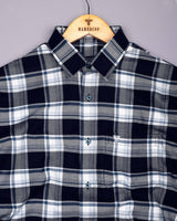 Logten Black With White Waffle Check Dobby Cotton Shirt