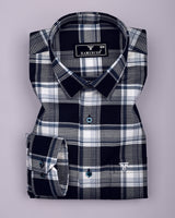 Logten Black With White Waffle Check Dobby Cotton Shirt