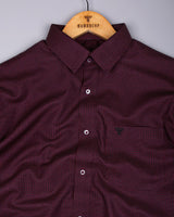 Burnt Burgundy With Black Houndstooth Dobby Cotton Shirt