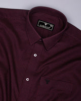 Burnt Burgundy With Black Houndstooth Dobby Cotton Shirt