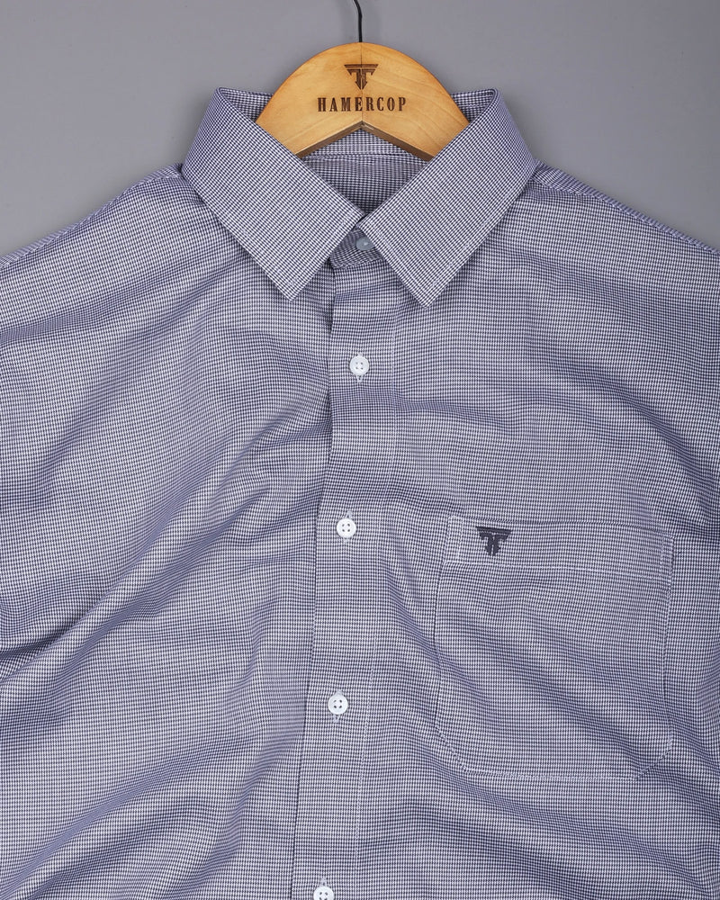 Smog Gray With White Micro Houndstooth Premium Giza Shirt