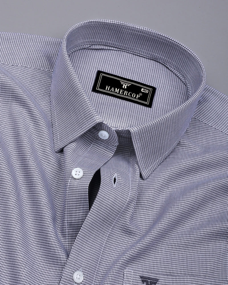 Smog Gray With White Micro Houndstooth Premium Giza Shirt
