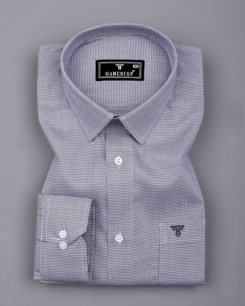 Smog Gray With White Micro Houndstooth Premium Giza Shirt