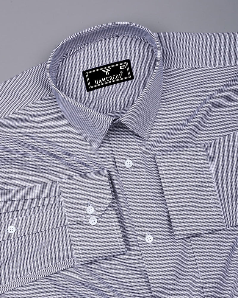 Smog Gray With White Micro Houndstooth Premium Giza Shirt