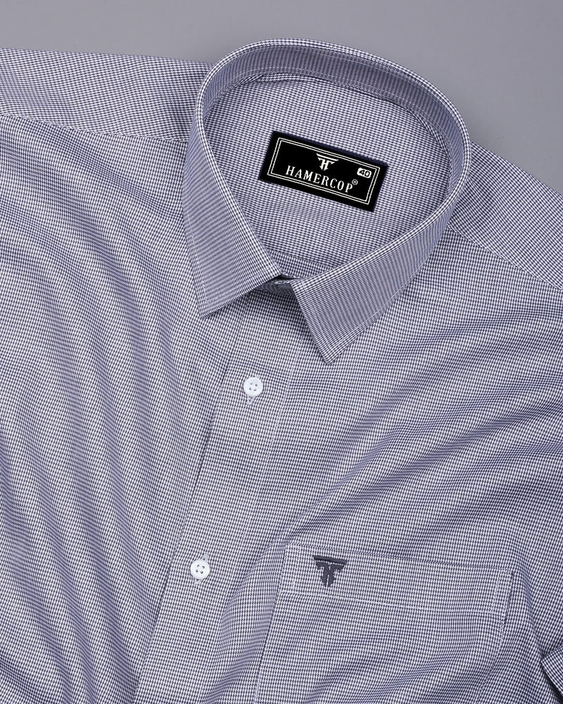 Smog Gray With White Micro Houndstooth Premium Giza Shirt