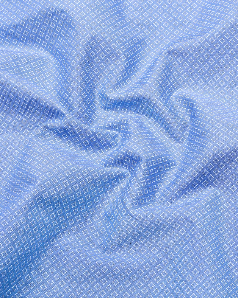 Pivot Blue With White Printed Cotton Formal Shirt