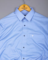Pivot Blue With White Printed Cotton Formal Shirt