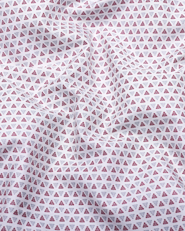 Fluffy Maroon With Gray Printed Premium Cotton Formal Shirt