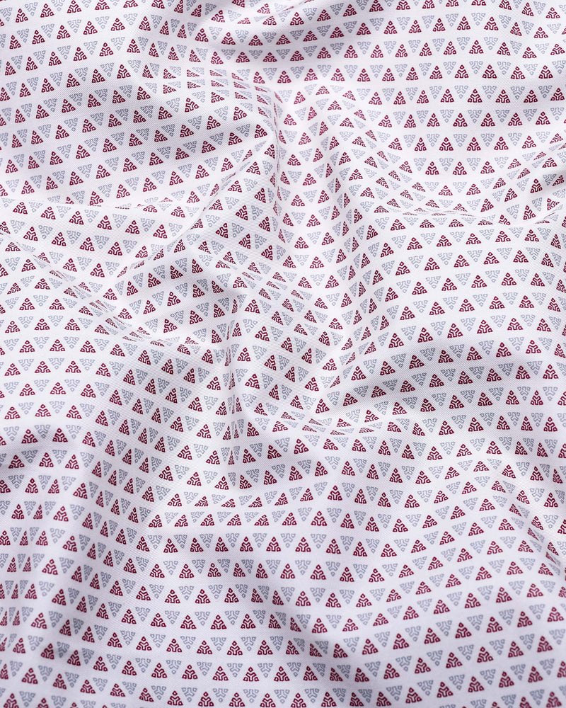 Fluffy Maroon With Gray Printed Premium Cotton Formal Shirt