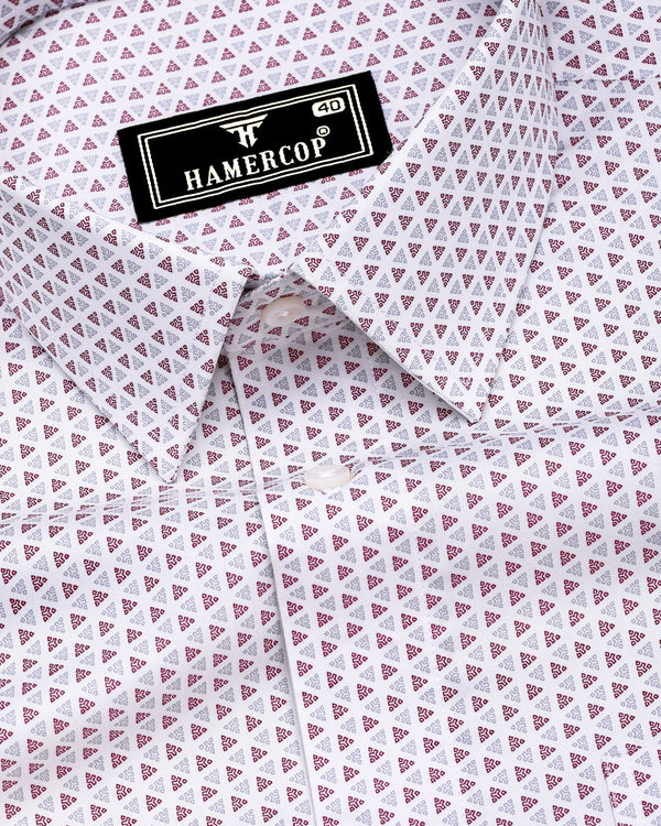 Fluffy Maroon With Gray Printed Premium Cotton Formal Shirt