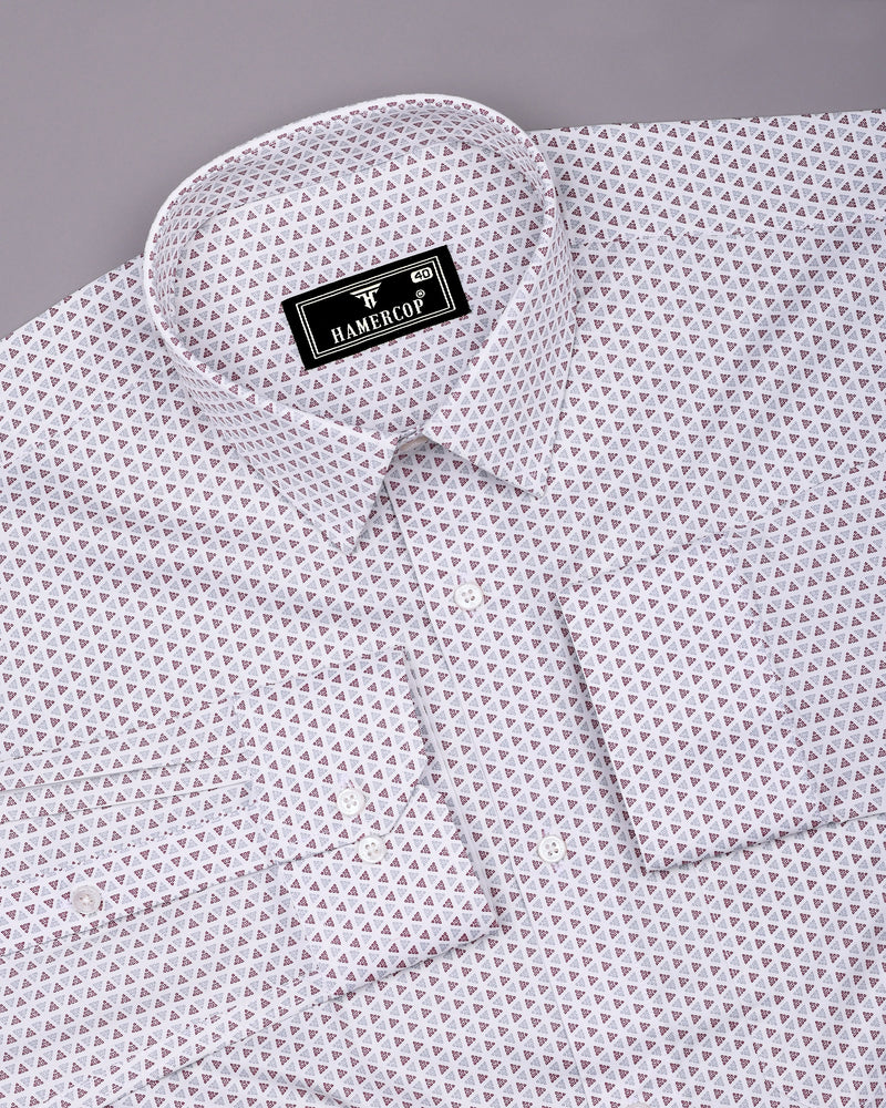 Fluffy Maroon With Gray Printed Premium Cotton Formal Shirt